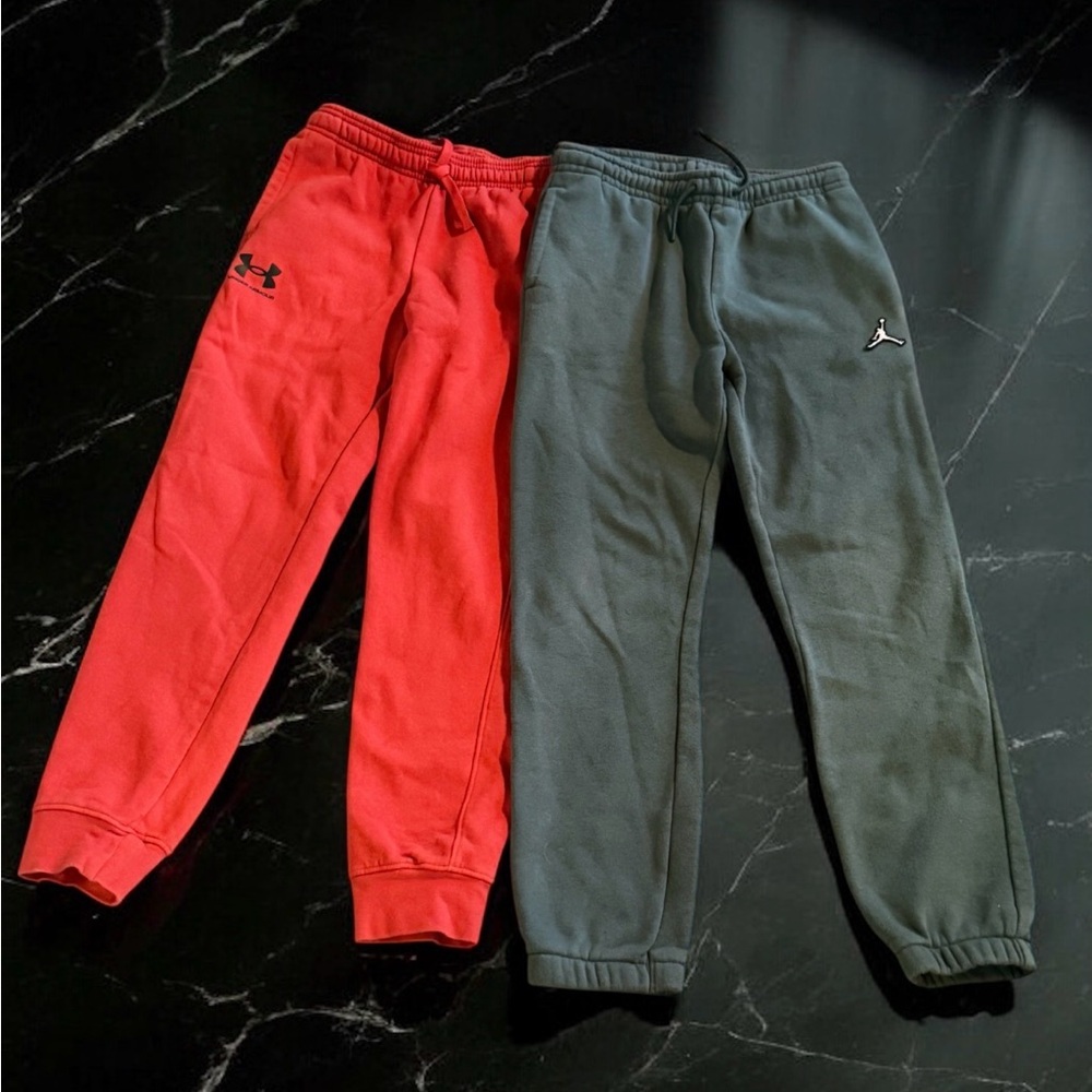 Boy L Green and Red Jogger Pants Bundle